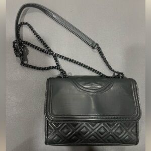 Tory Burch Black Matte Fleming Convertible Bag